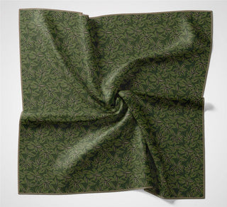 Pamuk Polyester Soft Eşarp Yeşil Flora Desenli Kaymaz Dokulu 90X90