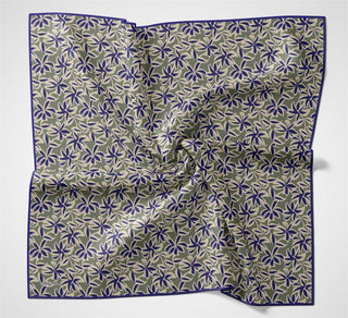 Pamuk Polyester Soft Eşarp Açık Asker Yeşili Flora Desenli Kaymaz Dokulu 90X90 - Soft Eşarp - | Silk Home