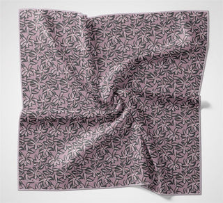 Cotton Polyester Soft Scarf, Light Pink, Floral Pattern, Non-Slip Texture, 90x90 cm