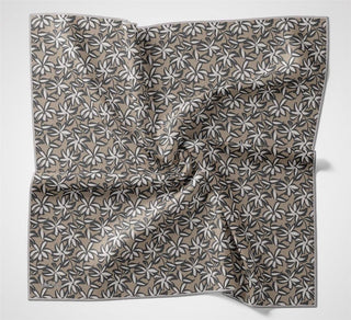 Cotton Polyester Soft Scarf, Beige, Floral Pattern, Non-Slip Texture, 90x90 cm