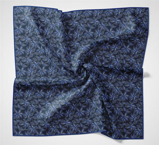 Cotton Polyester Soft Scarf, Dark Blue, Floral Pattern, Non-Slip Texture, 90x90 cm