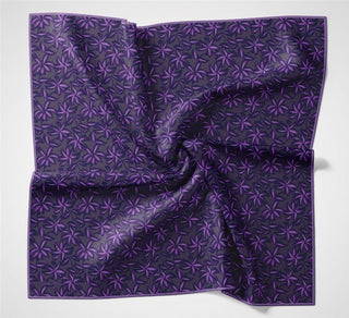 Pamuk Polyester Soft Eşarp Soluk Mor Flora Desenli Kaymaz Dokulu 90X90