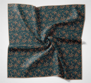 Pamuk Polyester Soft Eşarp Turuncu Flora Desenli Kaymaz Dokulu 90X90 - Soft Eşarp - | Silk Home
