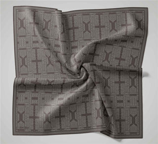 Pamuk Polyester Soft Eşarp Koyu Gri Geometrik Desenli Kaymaz Tok Duruşlu 90X90