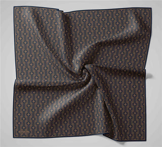 Pamuk Polyester Soft Eşarp Geometrik Desen Koyu Krem 90X90