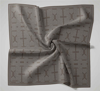 Pamuk Polyester Soft Eşarp Gri Geometrik Desenli Kaymaz Tok Duruşlu 90X90