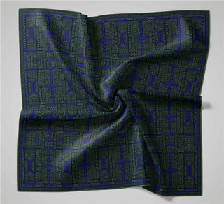 Pamuk Polyester Soft Eşarp Koyu Lacivert Geometrik Desenli Kaymaz Tok Duruşlu
                90X90