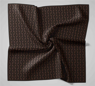 Pamuk Polyester Soft Eşarp Geometrik Desen Koyu Siyah 90X90