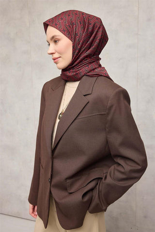 Pamuk Polyester Soft Eşarp Geometrik Desen Siyah 90X90 - Soft Eşarp - | Silk Home