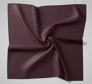 Pamuk Polyester Soft Eşarp Geometrik Desen Kiremit 90X90