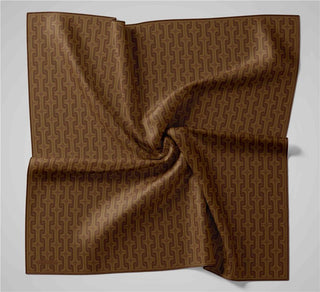 Pamuk Polyester Soft Eşarp Geometrik Desen Tarçın 90X90 - Soft Eşarp - | Silk Home