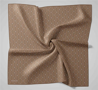 Pamuk Polyester Soft Eşarp Geometrik Desen Koyu Bej 90X90 - Soft Eşarp - | Silk Home