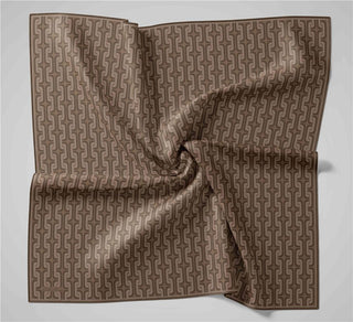 Pamuk Polyester Soft Eşarp Geometrik Desen Sütlü Kahve 90X90 | Silk Home