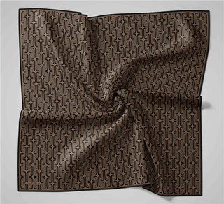 Pamuk Polyester Soft Eşarp Geometrik Desen Latte 90X90