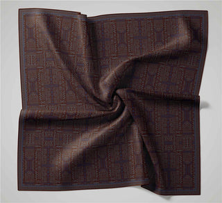 Pamuk Polyester Soft Eşarp Kahverengi Geometrik Desenli Kaymaz Tok Duruşlu 90X90 - Soft Eşarp - | Silk Home