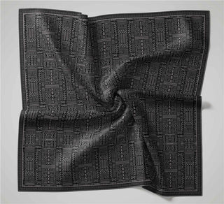 Pamuk Polyester Soft Eşarp Koyu Siyah Geometrik Desenli Kaymaz Dokulu Tok Duruşlu 90X90 - Soft Eşarp - | Silk Home
