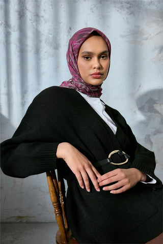 Soft Pamuk Eşarp Kahverengi Pembe Koyu Vizon Geometrik Desenli Hafif Dokulu
                90X90