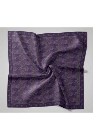 İnce Pamuk Soft Eşarp Mor Yaprak Desenli Hafif Dokulu 90X90
