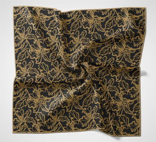 Pamuk Polyester Soft Eşarp Dumanlı Siyah Lilyum Desenli Tok Duruşlu 90X90