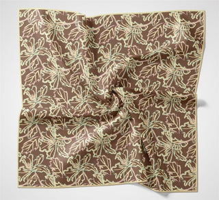 Pamuk Polyester Soft Eşarp Açık Kahverengi Lilium Desenli Kaymaz Dokulu 90X90 - Soft Eşarp - | Silk Home