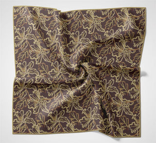 Pamuk Polyester Soft Eşarp Açık Kahverengi Lilium Desenli Kaymaz Dokulu 90X90 - Soft Eşarp - | Silk Home