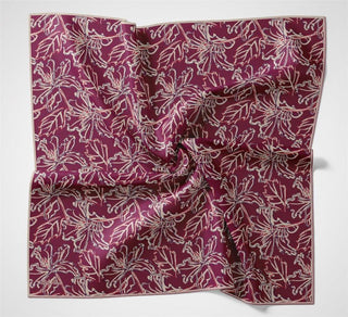 Pamuk Polyester Eşarp Fuşya-Mor Krem Desenli Soft Dokulu Tok Duruşlu 90X90 - Soft Eşarp - | Silk Home