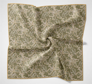 Cotton Polyester Soft Scarf, Khaki, Lilium Pattern, Non-Slip Texture, 90x90 cm