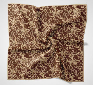 Pamuk Polyester Soft Eşarp Kiremit Lilium Desenli Kaymaz Dokulu 90X90 - Soft Eşarp - | Silk Home