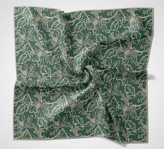 Pamuk Polyester Soft Eşarp Patina Yeşili Lilium Desenli Kaymaz Dokulu 90X90 - Soft Eşarp - | Silk Home