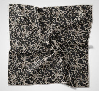 Cotton Polyester Soft Scarf, Black, Lilium Pattern, Non-Slip Texture, 90x90 cm