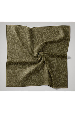 Soft Cotton Scarf, Pastel Green, Khaki, Geometric Pattern, Lightweight Texture, 90x90 cm.