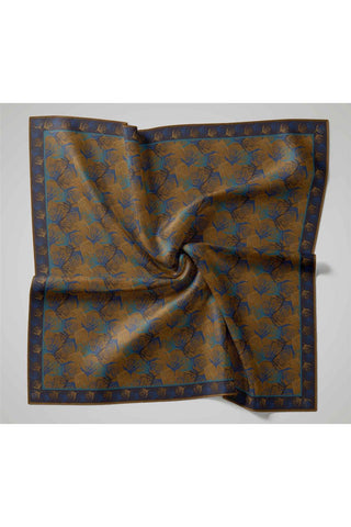 Pamuk Polyester Soft Eşarp Koyu Sarı Yaprak Desen 90*90 - Soft Eşarp - | Silk Home