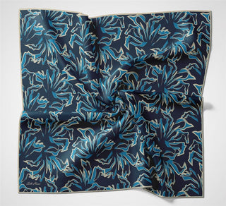 Pamuk Polyester Soft Eşarp Lacivert Soyut Desenli Tok Duruşlu 90X90