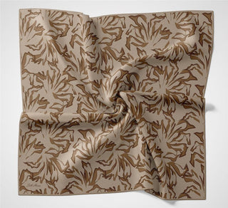 Pamuk Polyester Soft Eşarp Latte Soyut Desenli Tok Duruşlu 90X90