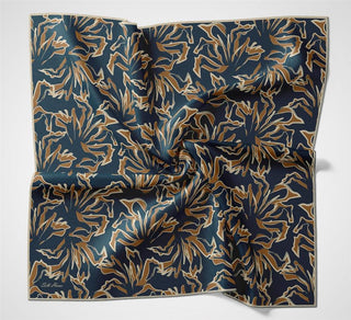 Cotton Polyester Soft Scarf, Dark Blue, Abstract Pattern, Firm Structure, 90x90 cm