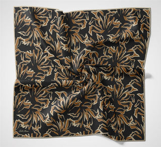 Pamuk Polyester Soft Eşarp Koyu Siyah Soyut Desenli Nefes Alan Hafif 90X90 - Soft Eşarp - | Silk Home