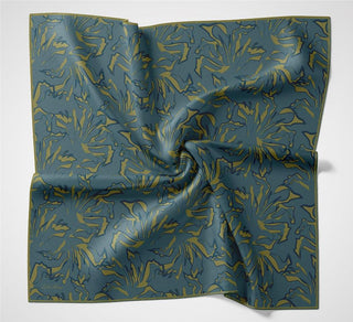 Pamuk Polyester Soft Eşarp Mavi Soyut Desenli Tok Duruşlu 90X90