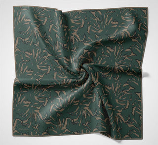 Pamuk Polyester Soft Eşarp Zümrüt Yeşili Soyut Desenli Tok Duruşlu 90X90