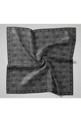 İnce Pamuk Soft Eşarp Antrasit Yaprak Desenli Hafif Dokulu 90X90 - Soft Eşarp - | Silk Home