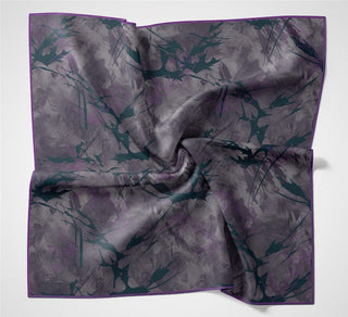Pamuk Polyester Soft Eşarp Yaprak Desen Lavanta 90X90