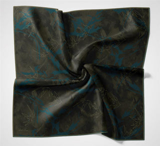 Pamuk Polyester Soft Eşarp Yaprak Desen Antrasit 90X90