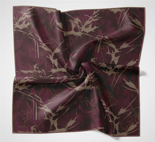 Cotton Polyester Soft Scarf Leaf Pattern Plum 90x90