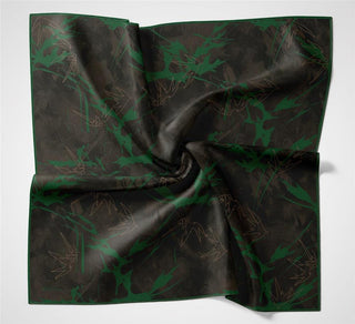 Cotton Polyester Soft Scarf Leaf Pattern Dark Brown 90x90