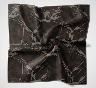 Pamuk Polyester Soft Eşarp Yaprak Desen Kızıl Kahve 90X90 - Soft Eşarp - | Silk Home