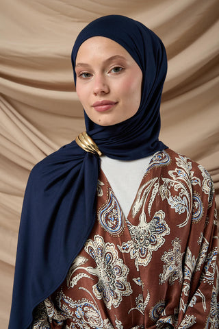 Premium Penye Şal 65002-03 Lacivert