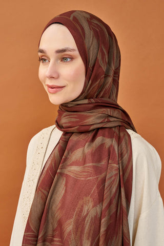 Riva Şal Tencel Bloom Bordo - Riva Şal - | Silk Home
