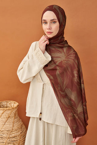 Riva Şal Tencel Bloom Bordo - Riva Şal - | Silk Home