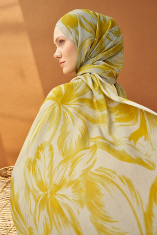 Riva Şal Tencel Bloom Gümüş - Riva Şal - | Silk Home