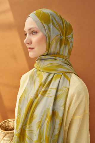 Riva Şal Tencel Bloom Gümüş - Riva Şal - | Silk Home