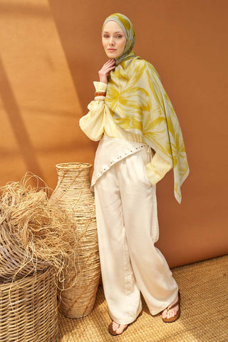 Riva Şal Tencel Bloom Gümüş - Riva Şal - | Silk Home